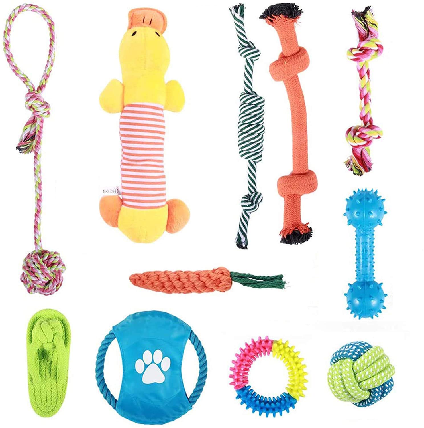 BAODANTECH Dog Toys Chew Toys Puppy Teething Toys Dog Rope Toys Dog Toy Set Washable Cotton Rope for Dogs 11PCS