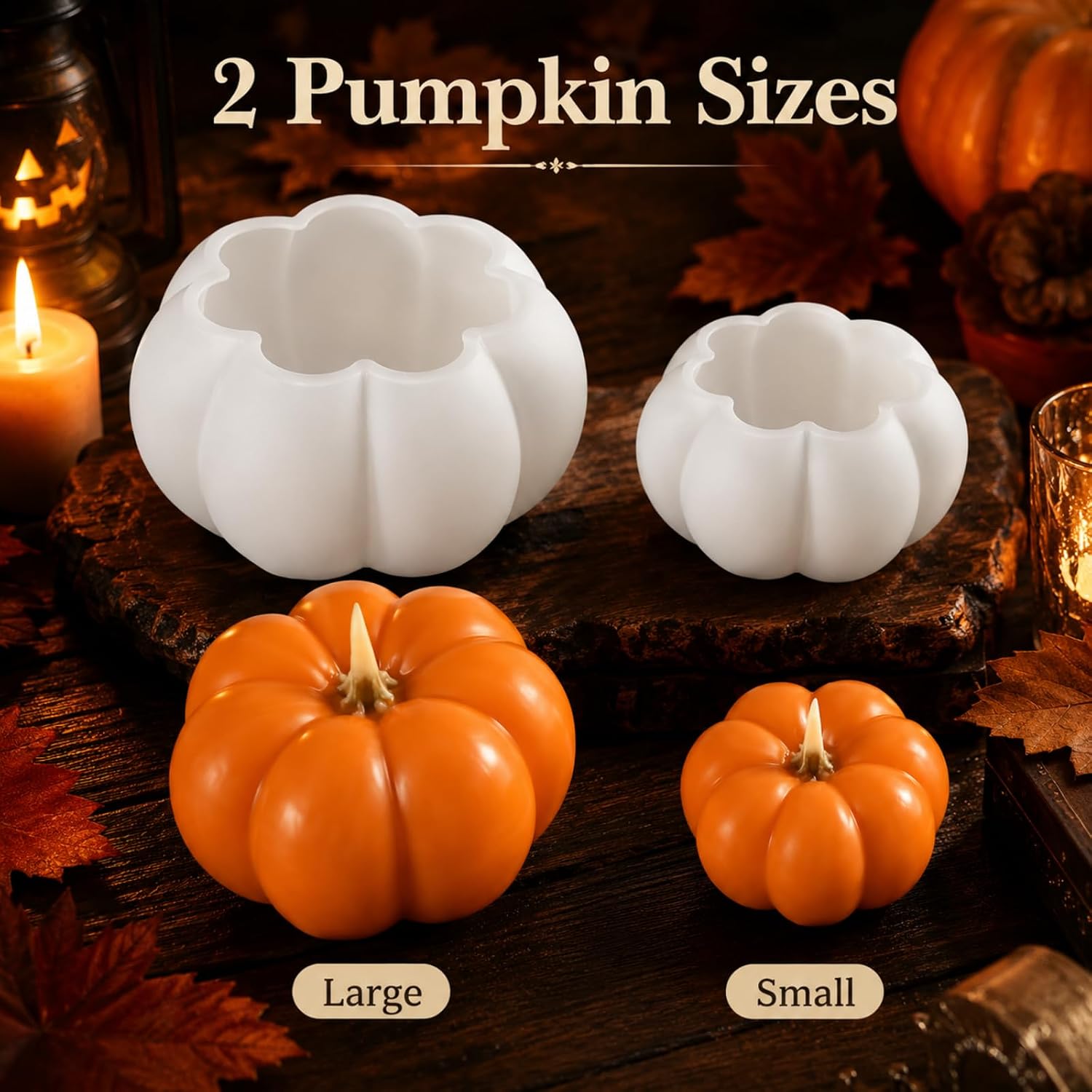 4PCS Pumpkin Leaf Resin Molds, Halloween Silicone Molds for Candle Crafts