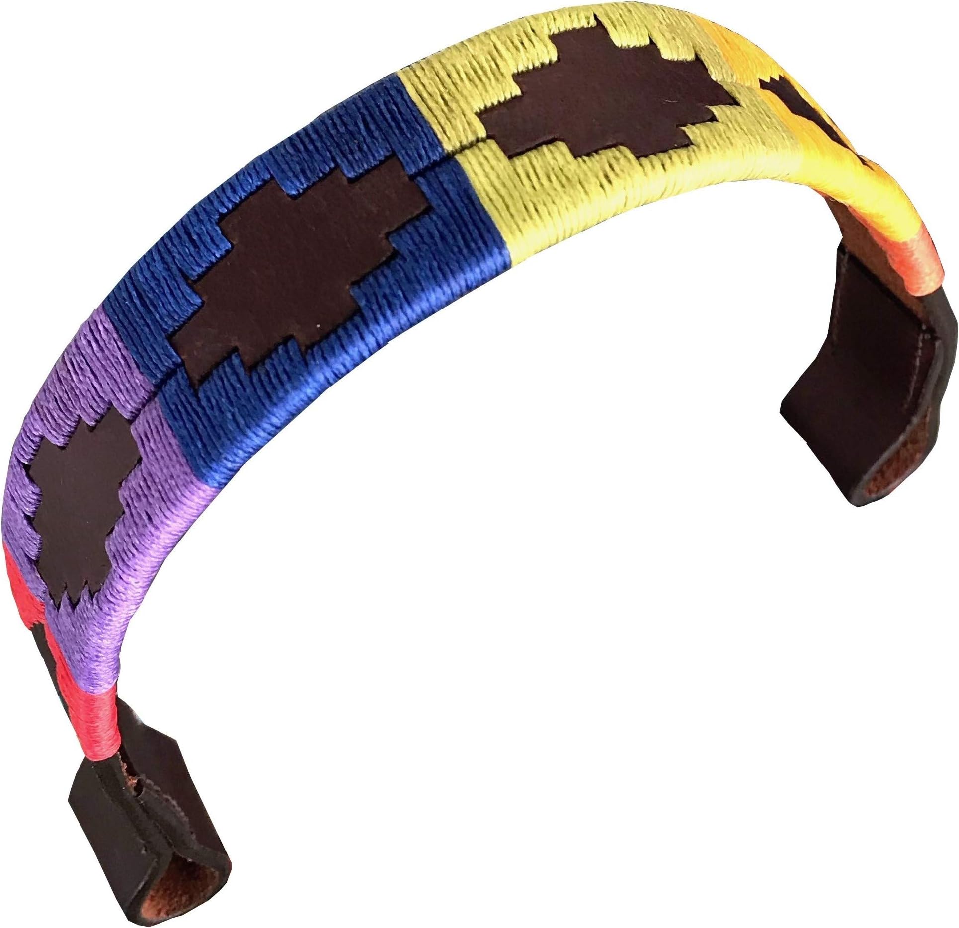 Carlos Diaz Designer Genuine Leather Waxed Embroidered Gaucho Polo Horse Bridle Browband (Full (Horse) 16 inches)