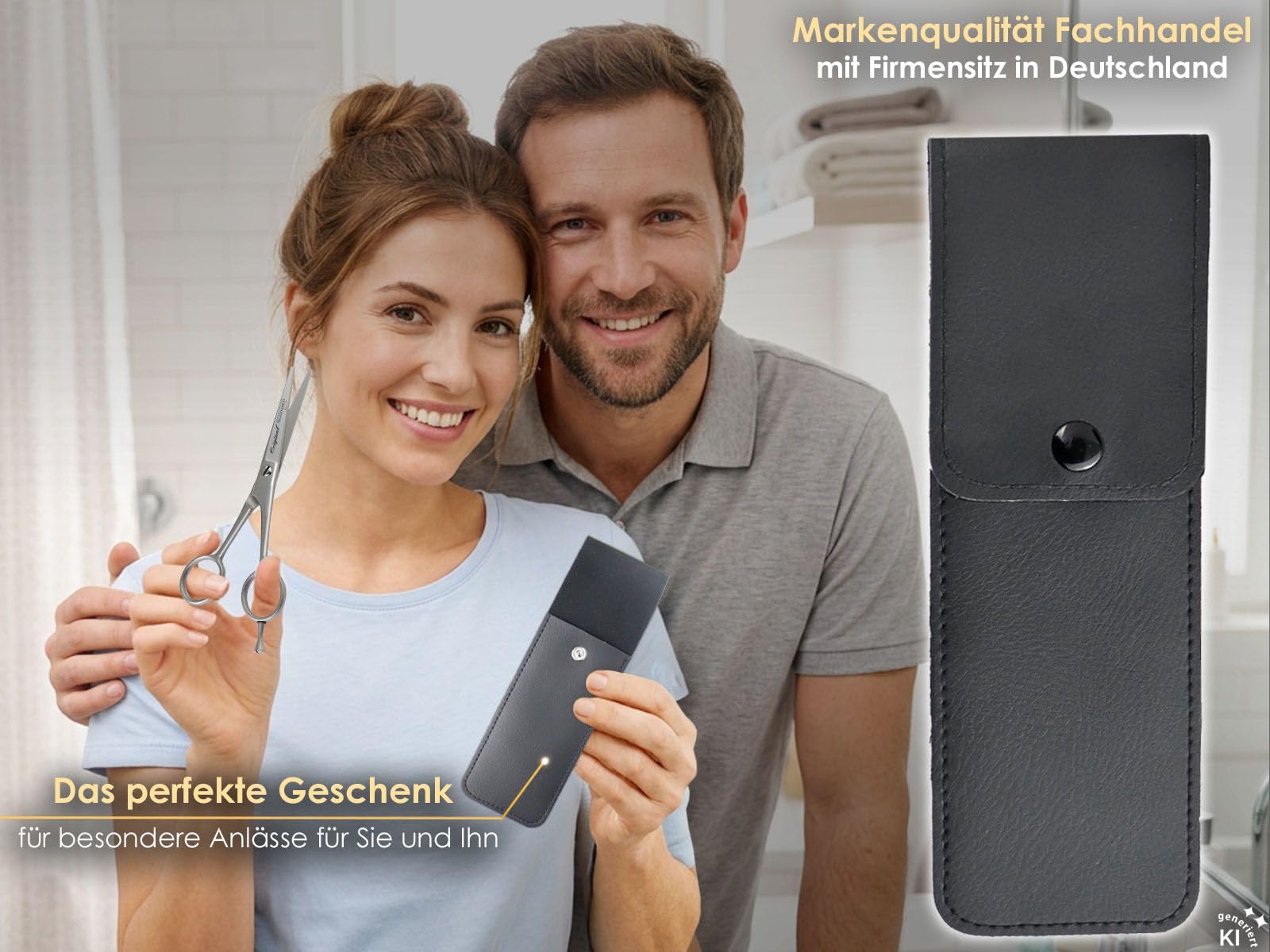 Haarscheren Set Friseurschere Solingen aus Edelstahl mit Haarkamm und Etui