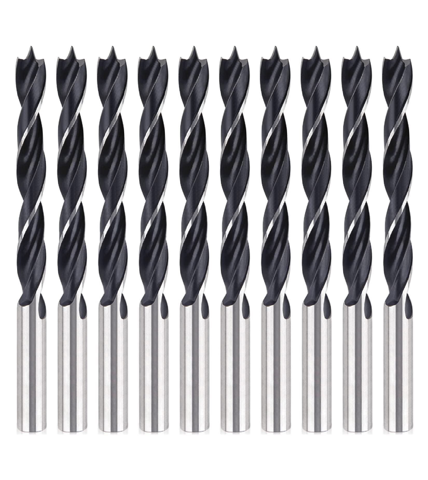 Wood Brad Point Drill Bit Set 1/4 in. 10Pcs Spur Point Stubby Woodworking Drill Bits