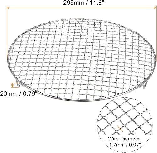 Miniatura 2 de Rejilla redonda de acero inoxidable de 11.6 pulgadas con alambre cruzado para parrilla, rejilla de refrigeración al vapor, rejilla de cocción con