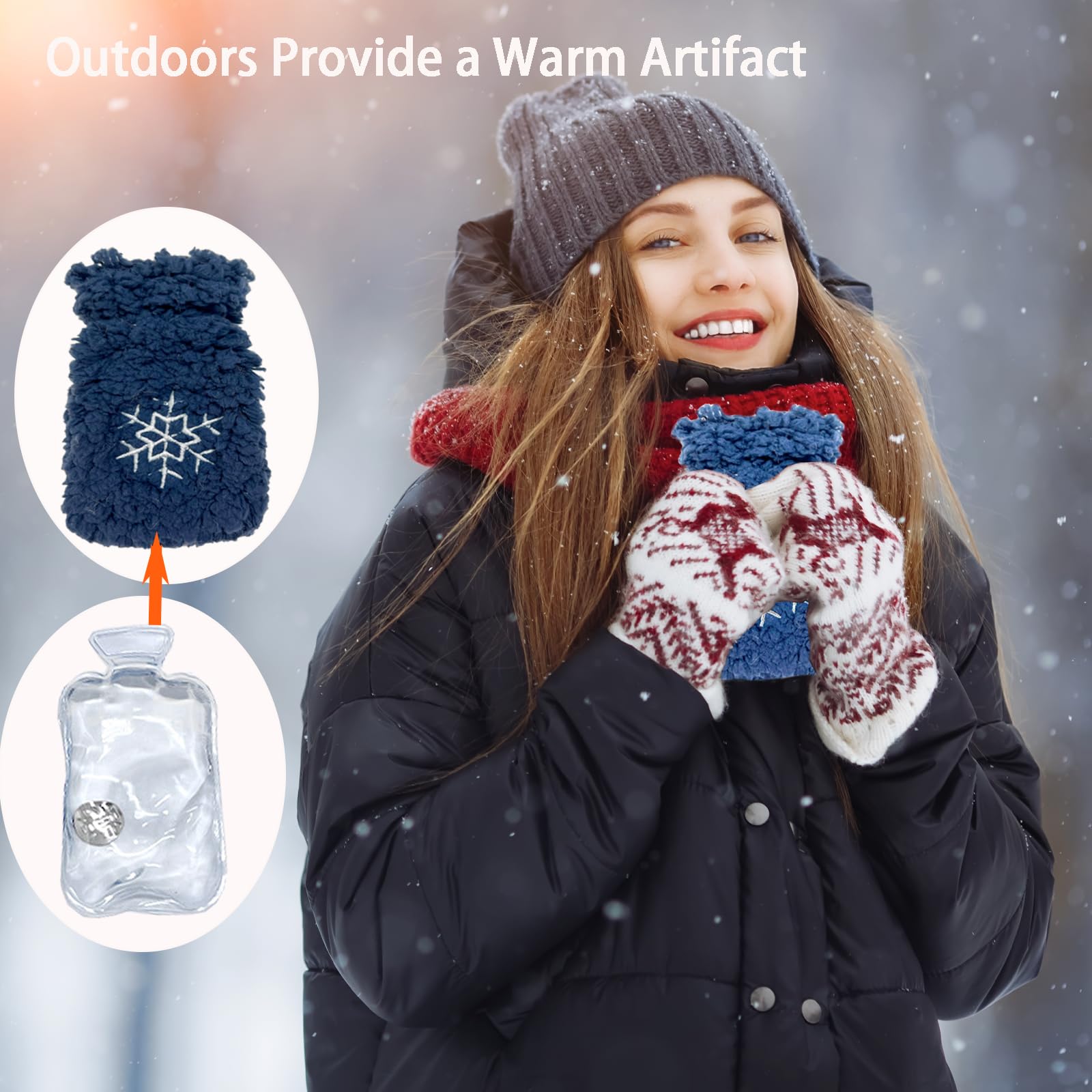 6 Chaufferettes Mains Réutilisables + 3 Sacs Peluche - Chauffage 52°C - 2-4h - Cadeau Hiver