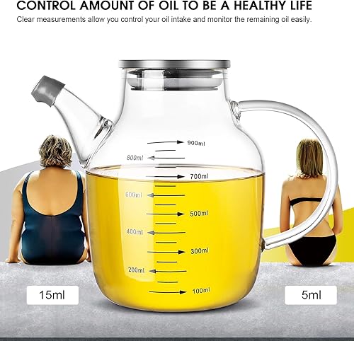 Miniatura 4 de Dispensador de aceite de cocina de vidrio, dispensador de vinagre de vidrio de 30 onzas, botella de aceite para cocina, barbacoa, hacer ensalada,