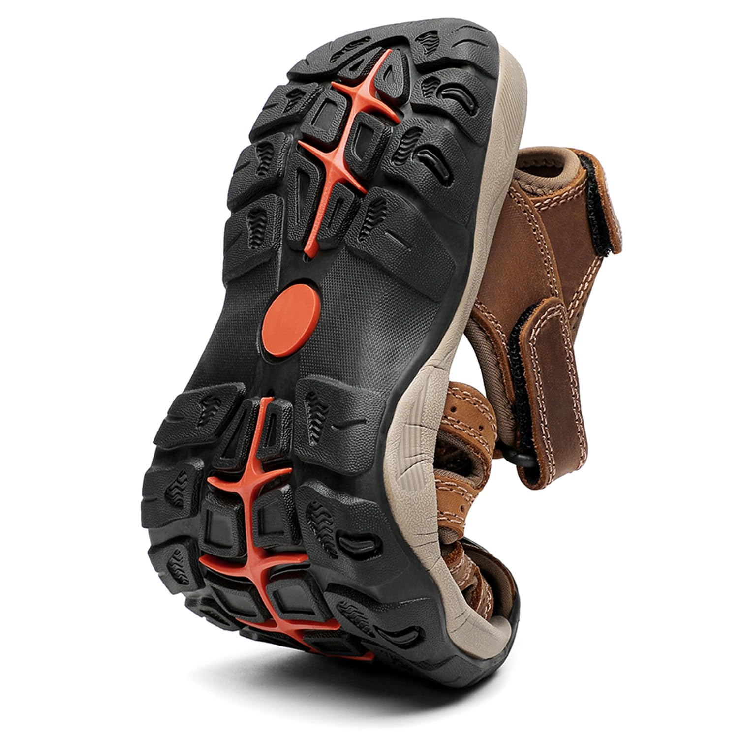 FLARUT Sandalias Deportivas Hombres Verano Exterior Senderismo Zapatos Trekking Casual Zapatos de Montaña Cuero Sandalias de Playa | Cuero auténtico,Puntera cerrada,Suela de goma antideslizante,Entresuela ligera y amortiguadora de EVa,Cierre de ajustable