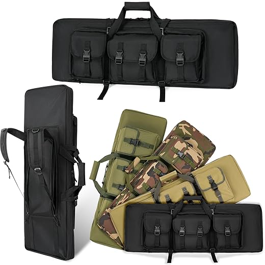 DULCE DOM 32/36/42/48 inch Double Rifle Case Soft Bag Gun Case, Perfect for Rifle Pistol Firearm Storage and Transportation, All Around Shooting Range Tactical Rifle Backpack, Indoor Outdoor