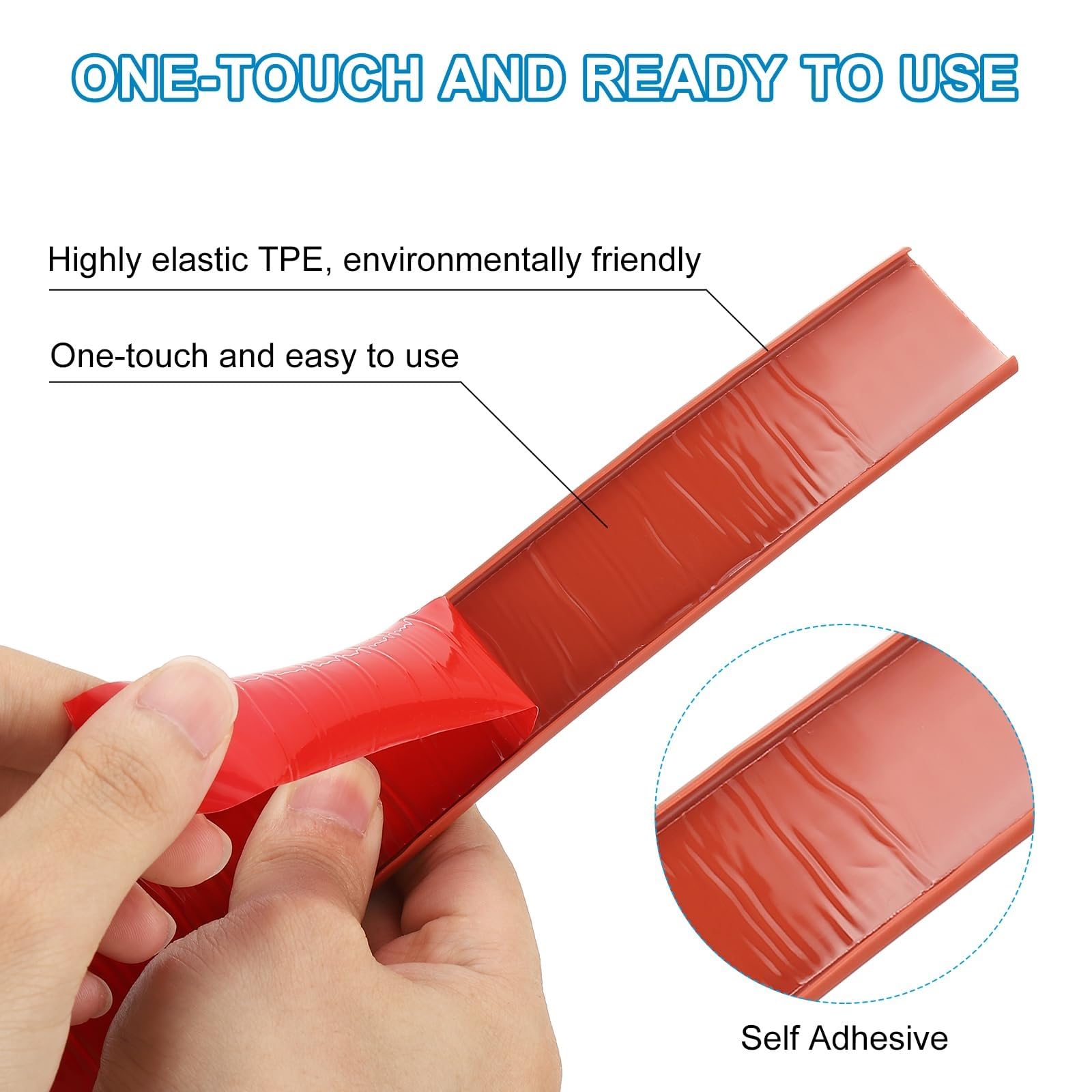Samoprzylepna taśma obrzeżowa z TPE, Okleinowanie krawędzi mebli w kształcie litery U Samoprzylepne wykończenie TPE 10 m Wielokolorowe 9-40 mm(Red,40mm)