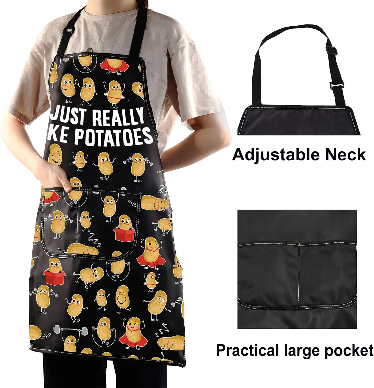 WZMPA Funny Potato Cooking Apron Potato Food Lover Gift I Just Really Like Potatoes Adjustable Apron Potatoes Merch image 4