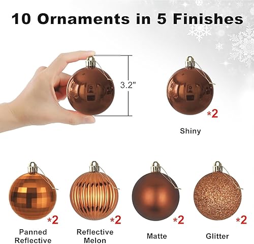 Vista 966 de 18 esferas medianas decorativas navideñas para árbol de Navidad, inastillables, para colgar, color púrpura, 2.5 pulgadas, paquete de 18