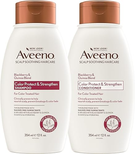 Aveeno Color Protect & Strengthen+ Blackberry & Quinoa Conditioner and Shampoo Set - Fresh Scent, 12 Fl Oz Each