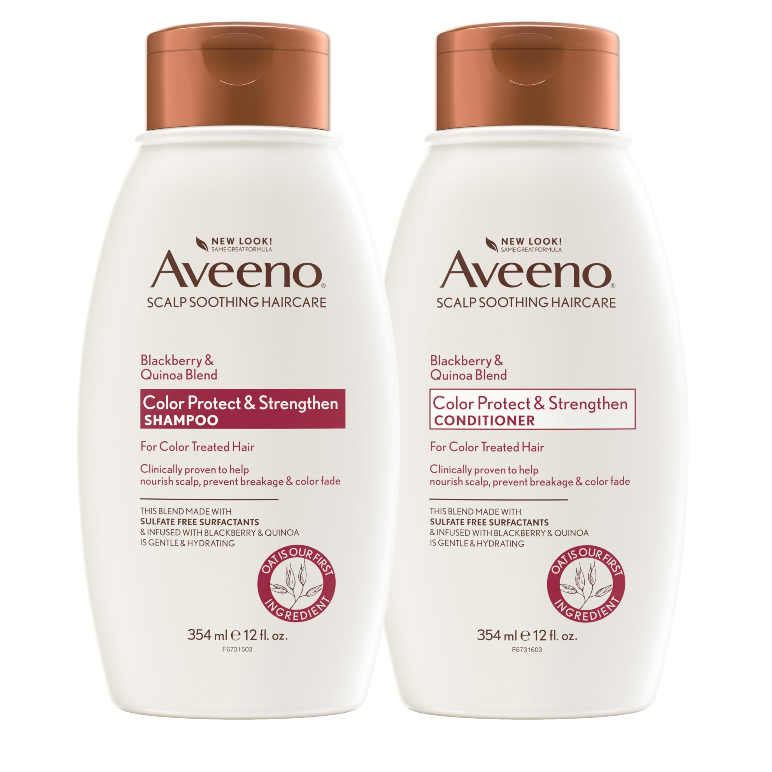 Aveeno Color Protect & Strengthen+ Blackberry & Quinoa Conditioner and Shampoo Set - Fresh Scent, 12 Fl Oz Each