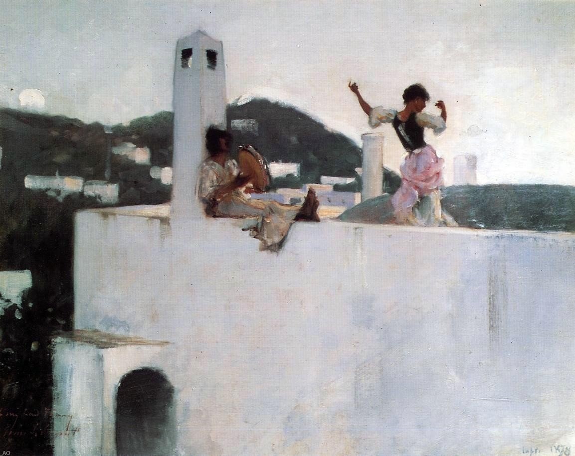 Art Oyster John Singer Sargent Capri Girl on a Rooftop - 16" x 20" Premium Canvas Print