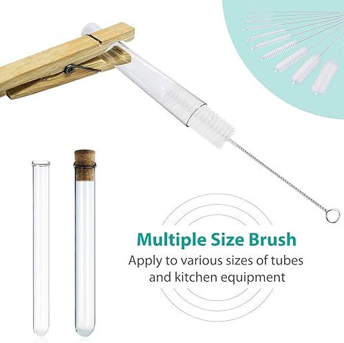 Miniatura 5 de CiaraQ Cepillos de limpieza de botellas, juego de cepillos de tubo de nailon de 8 pulgadas, limpiador para botellas de cuello estrecho, tazas con