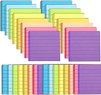 Vista 1 de Paquete de 32 notas adhesivas rayadas de 3 x 3, notas adhesivas rayadas brillantes, notas adhesivas autoadhesivas con líneas para oficina, hogar