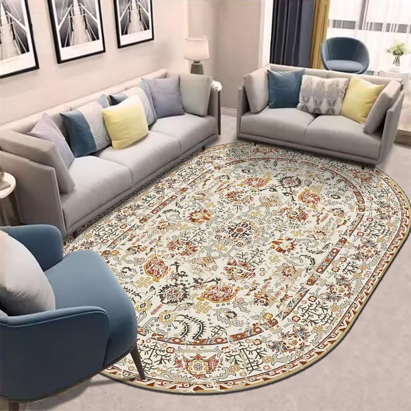 Alfombras ovaladas de lujo ligero europeo estilo vintage para transformar tu salón comedor
