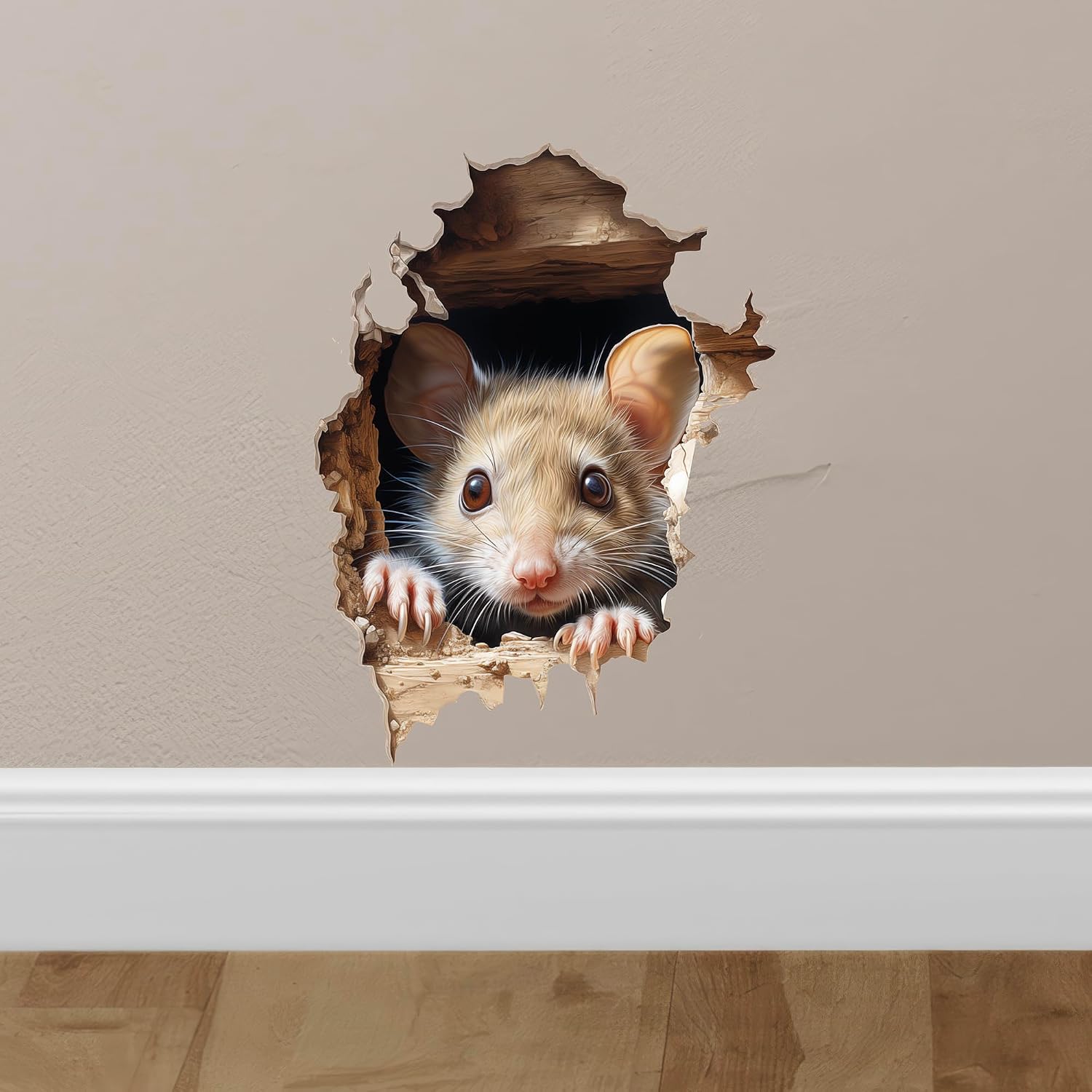 Amazon.com: Realistic Mouse Hole Vinyl Decal: Cute Mouse Baseboard ...