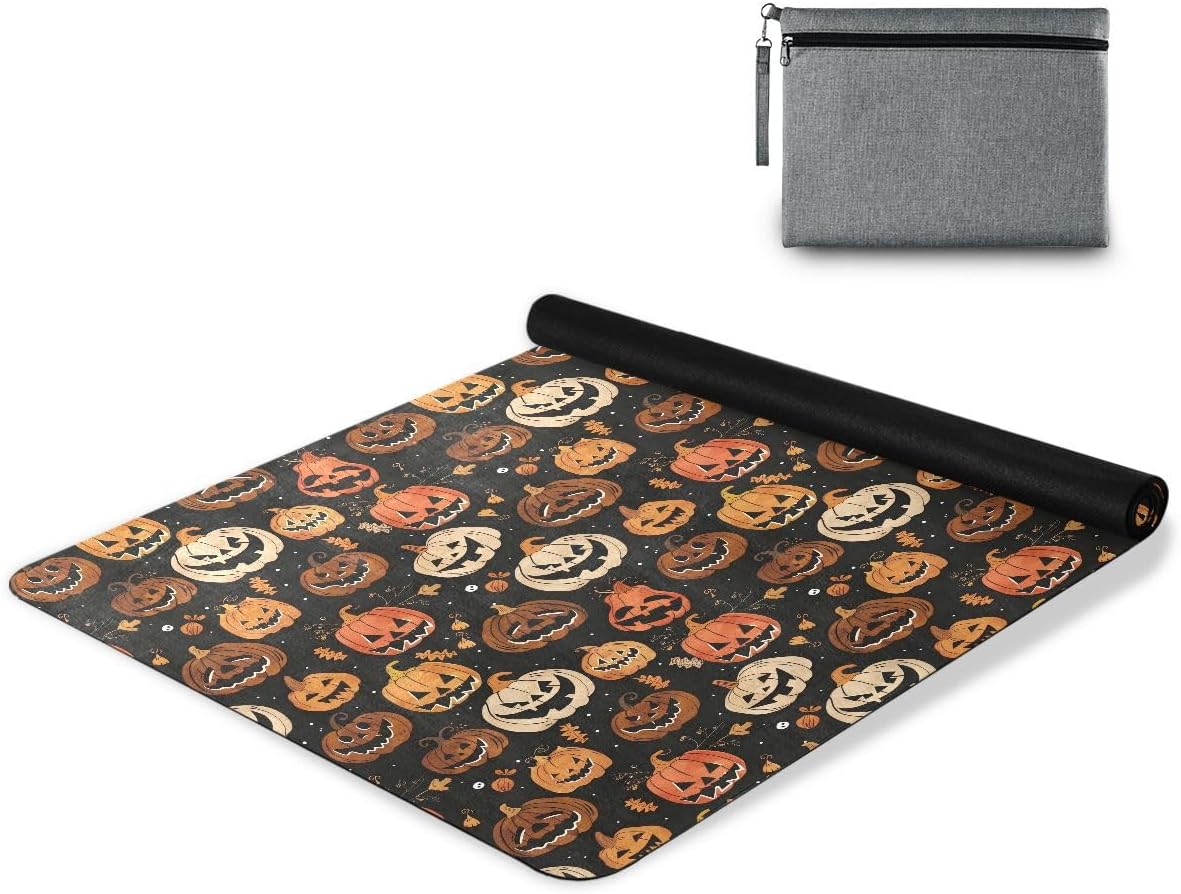 ALAZA Autumn Monster Pumpkin Pattern Yoga Mat Non Slip Fitness Exercise Mat, Workout Mat for Yoga, Pilates and Floor Exercises