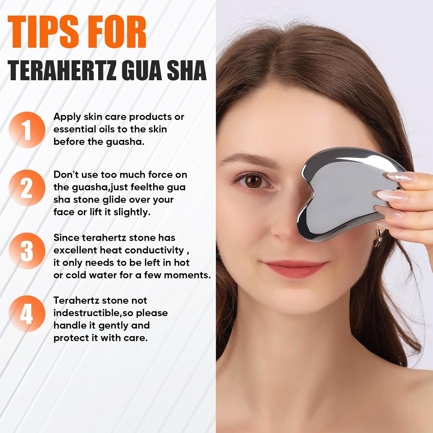Terahertz Gua Sha Facial Tools Stone for Enhanced Lymphatic Drainage, Reduced Puffiness, Relieved Facial Tension – 100% Natural Terahertz Stone Gua Sha - Image 4