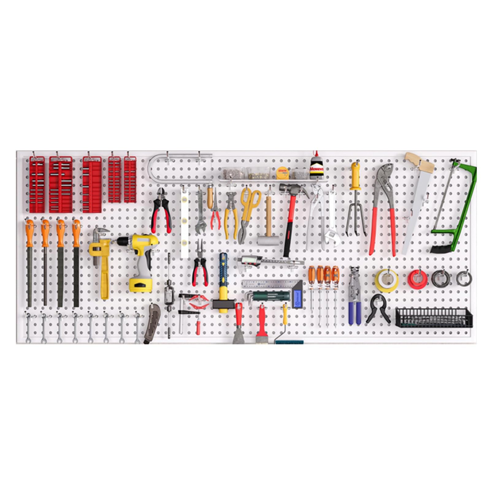 Panneau perforé en métal pour atelier et bureau créatif blanc