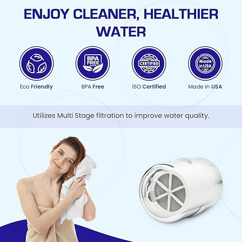 Miniatura 4 de Crystal Quest Filtro de ducha sin cabezal de ducha, cromado, filtración avanzada de múltiples etapas para agua más limpia, elimina el cloro, metales