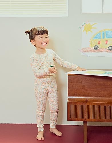 Miniatura 3 de moimoln Pijama de algodón suave para bebés y niñas pequeñas con estampado de flores modales, manga larga, ajuste ceñido