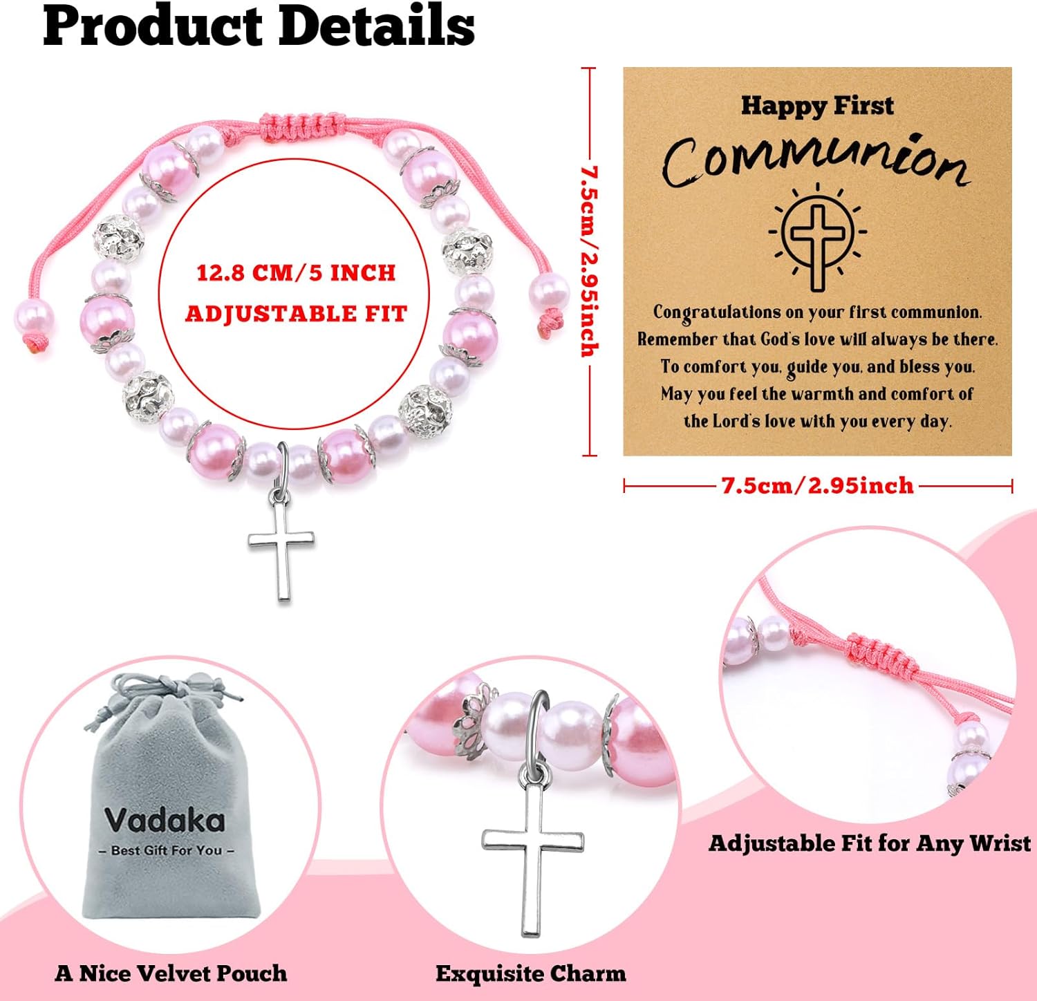 Baptism Gifts for Daughter Goddaughter First Communion Gift Bracelet Religious Christian Confirmation Gifts Beaded Bracelets for Women Inspirational Bracelet Graduation Birthday Gift for Friend - Image 3