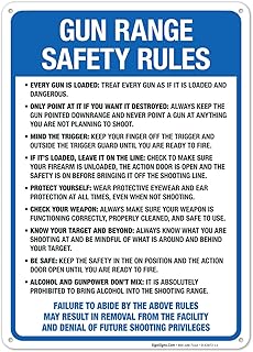 Gun Range Safety Rules Sign, 10x14 Inches, Rust Free .040 Aluminum, Fade Resistant, Made in USA