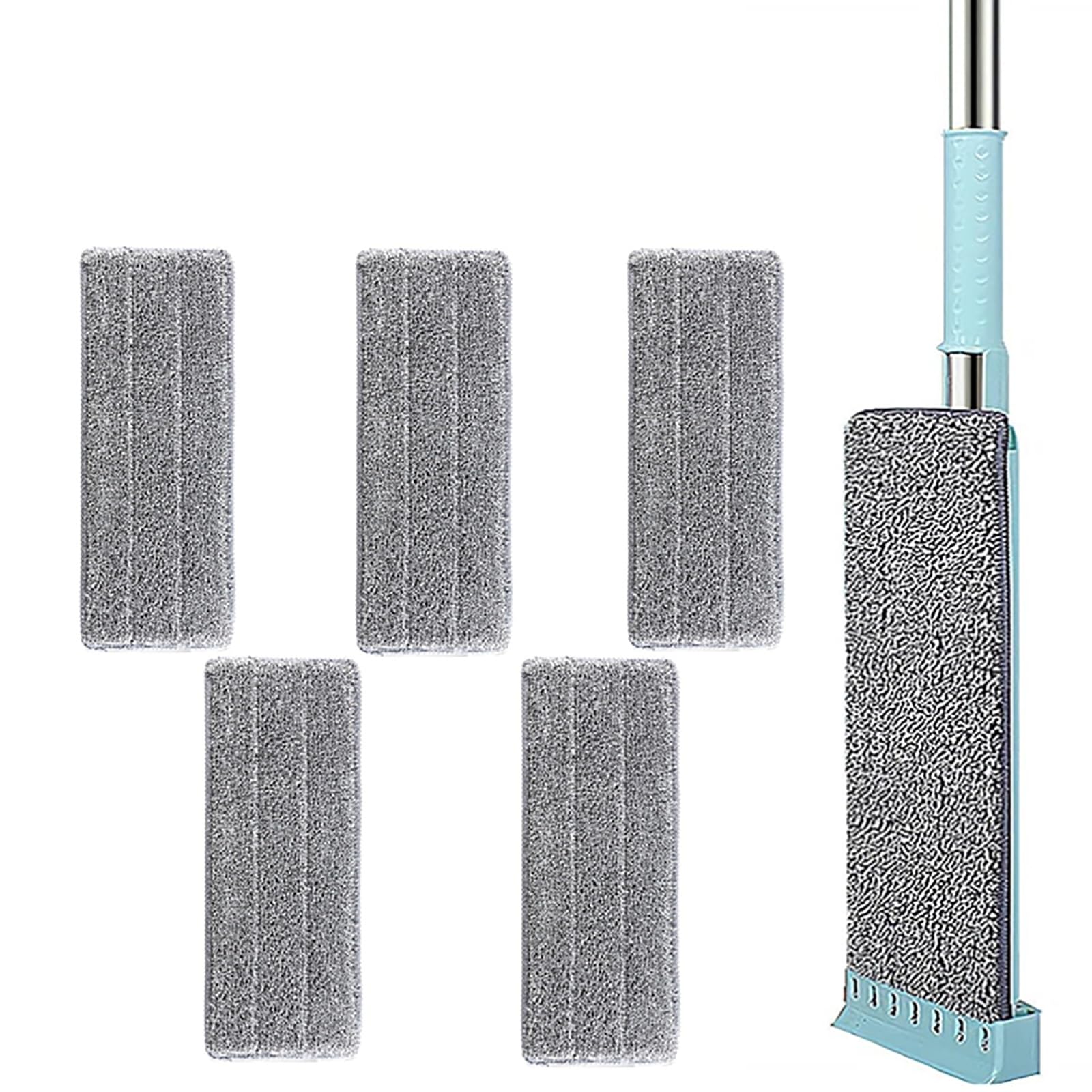 COCZOO Professional Microfiber Mop Flat Mop for Hardwood Floors, Wet and Dry Mop, Household Cleaning Supplies with Extendable Handle, 4 Reusable Mop Pads (Size : Mop+5 cloth)