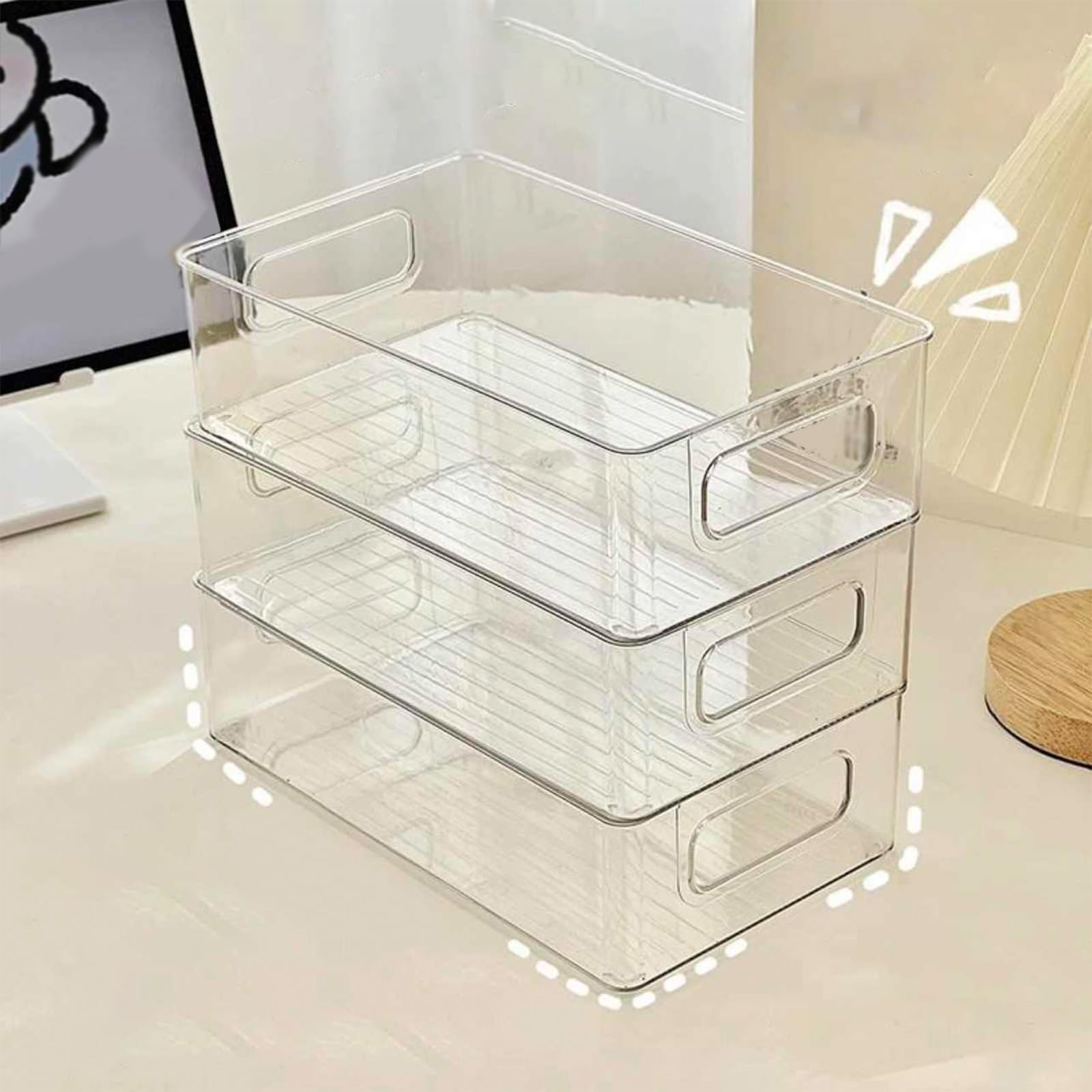Organizer da Tavolo in PP, Organizzatore da Scrivania Impilabili, Multifunzione Casa Portaoggetti, Ufficio Organizer Portaoggetti Grande Capacità(20 * 9.5cm/7.9 * 3.4in)