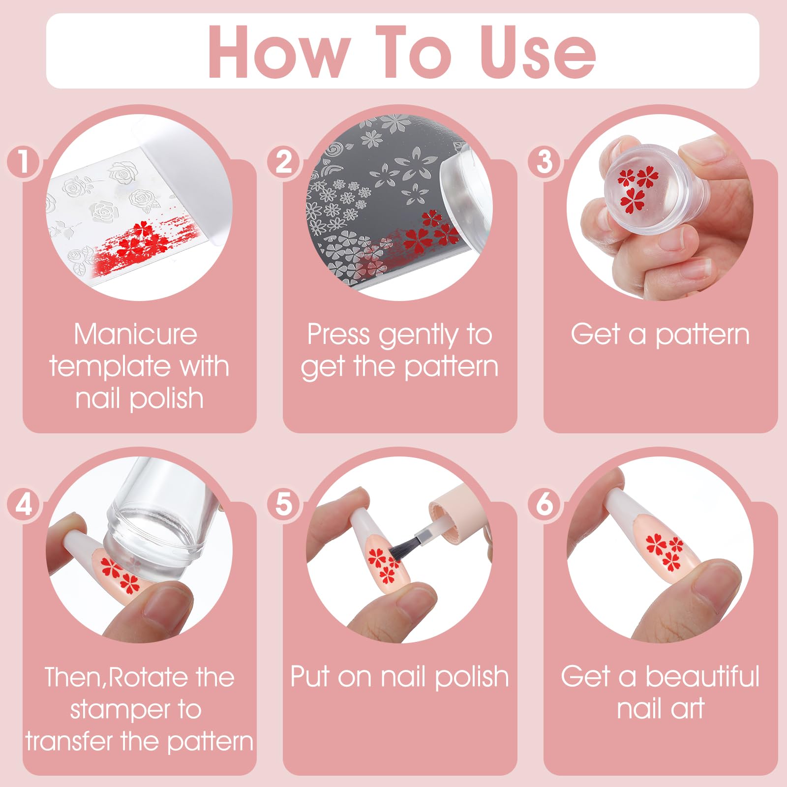 Sellos de uñas francesas JIYN, sello de doble punta de silicona con rascador para manicura DIY