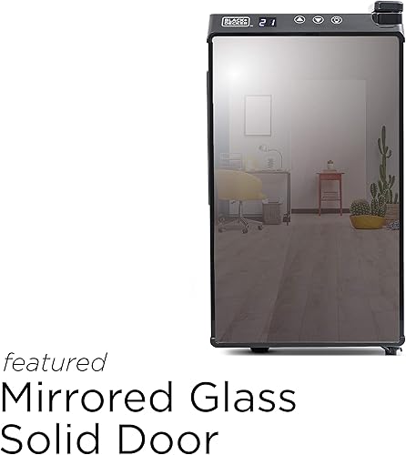 Miniatura 2 de BLACK+DECKER Enfriador de vino de 8 botellas, refrigerador de vino termoeléctrico con espejo frontal, refrigerador de vino independiente y pantalla