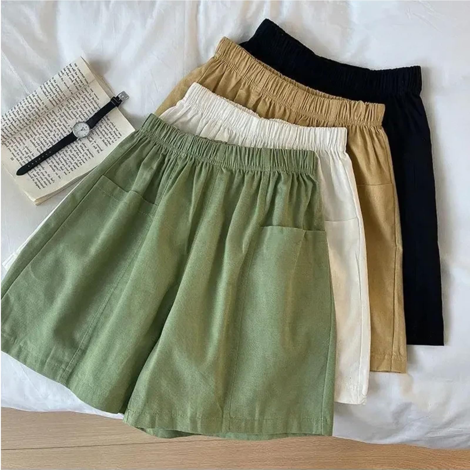 Shorts Utilitaires Rouges Amples à Jambes Larges Fines pour Femmes Vêtements d’extérieur décontractés d’été