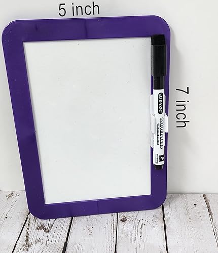 Miniatura 5 de Mini pizarra magnética seca con marcador de borrado (paquete de 4) 5 x 7 pulgadas, pequeña, blanca para casillero, refrigerador en casa u oficina