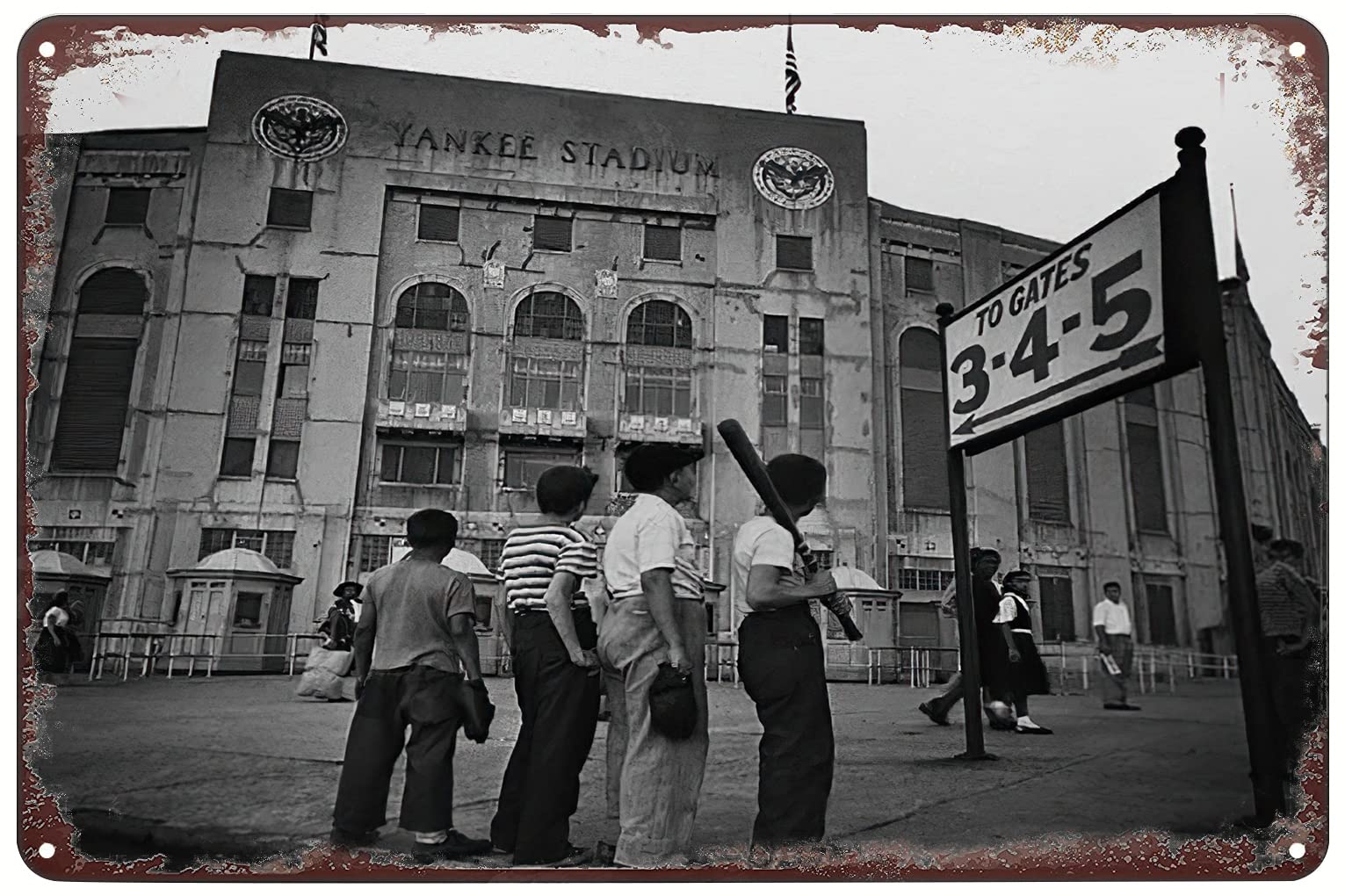 Amazon.com: Yankee Stadium Boys New York 1950 Era Baseball