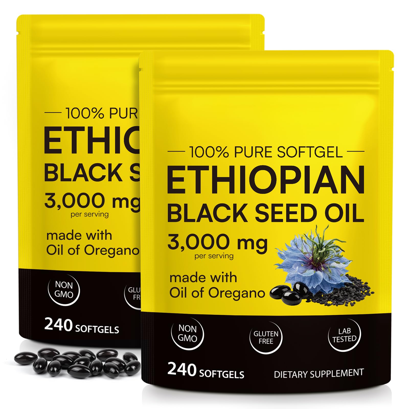 Tiuedu Black Seed Oil Softgels with Oil of Oregano，240 Softgels — Amazon image 8