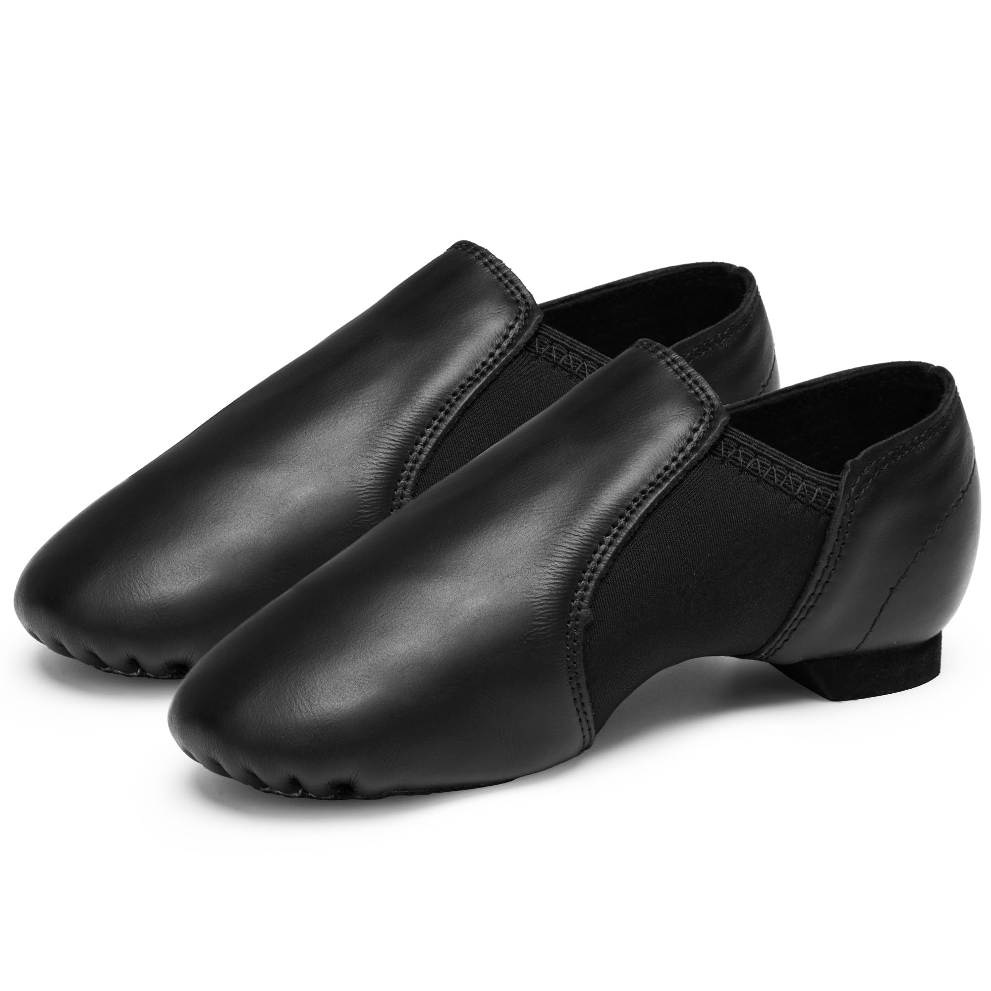 Stelle Jazz Shoes for Girls and Boys Slip-On Leather Dance Shoes (Toddler/Little Kid/Big Kid)(SJ05-Black,12ML