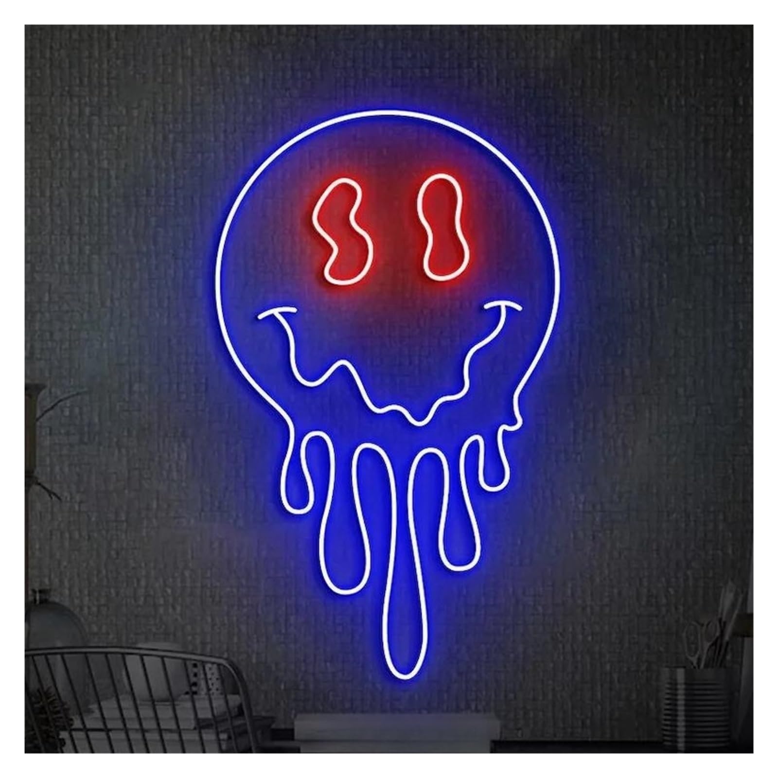 Lemst E Signs Lamp Smil Fac Neon Sign For Kids Bedroom Gam Room Bar Birthday Wall Art Decor Night Light Dimmabl Usb Powered 40Cmx22cm(E)