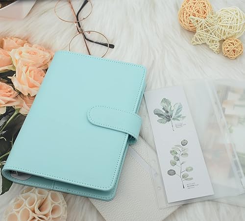 Miniatura 5 de Juego de 15 carpetas A6 con funda de piel sintética para cuaderno, 6 anillos redondos, recargable, para organizador personal, carpeta de