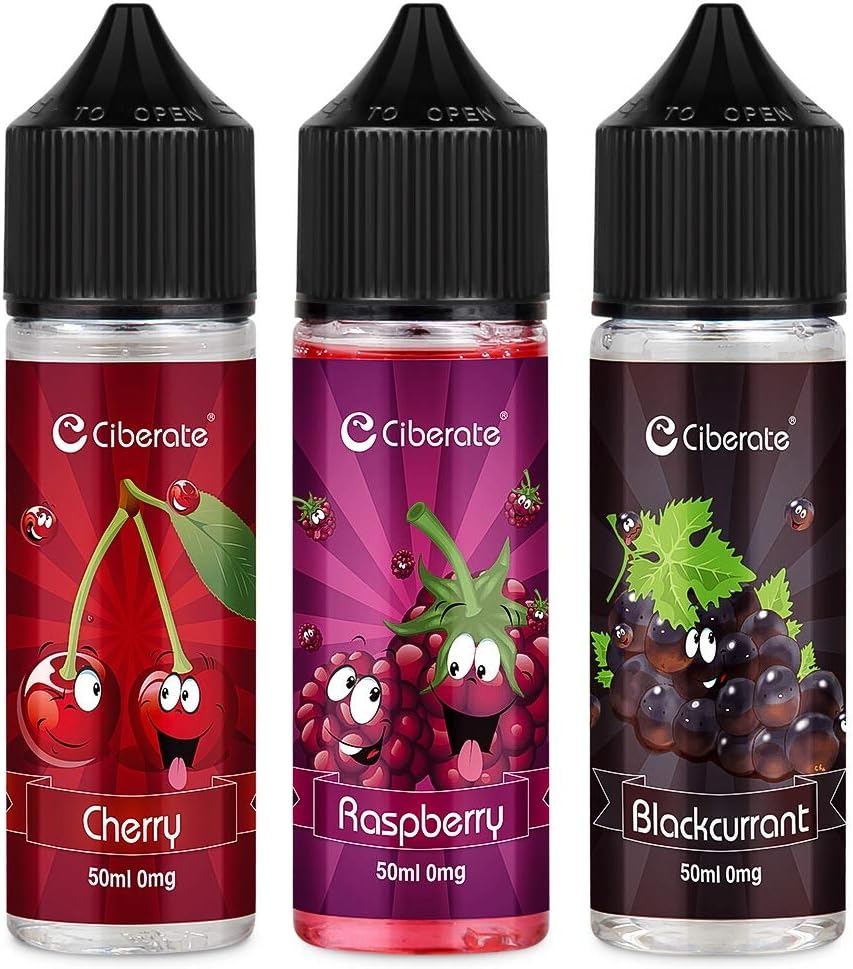3 Packs Multi Fruit E Liquid Vape Liquid for Vape E Cigarettes, Vape Starter Kits Vape with Liquid Vape E Juice for E Cig, (Raspberry+ Cherry+ Blackcurrant), No Nicotine