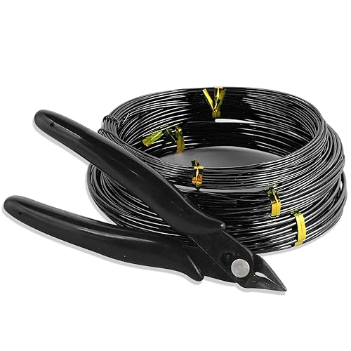 Kit de herramientas de alambre para bonsái con cortador, 3 rollos de cables de entrenamiento para árboles, 98 pies en total, 0.039 pulgadas, 0.059