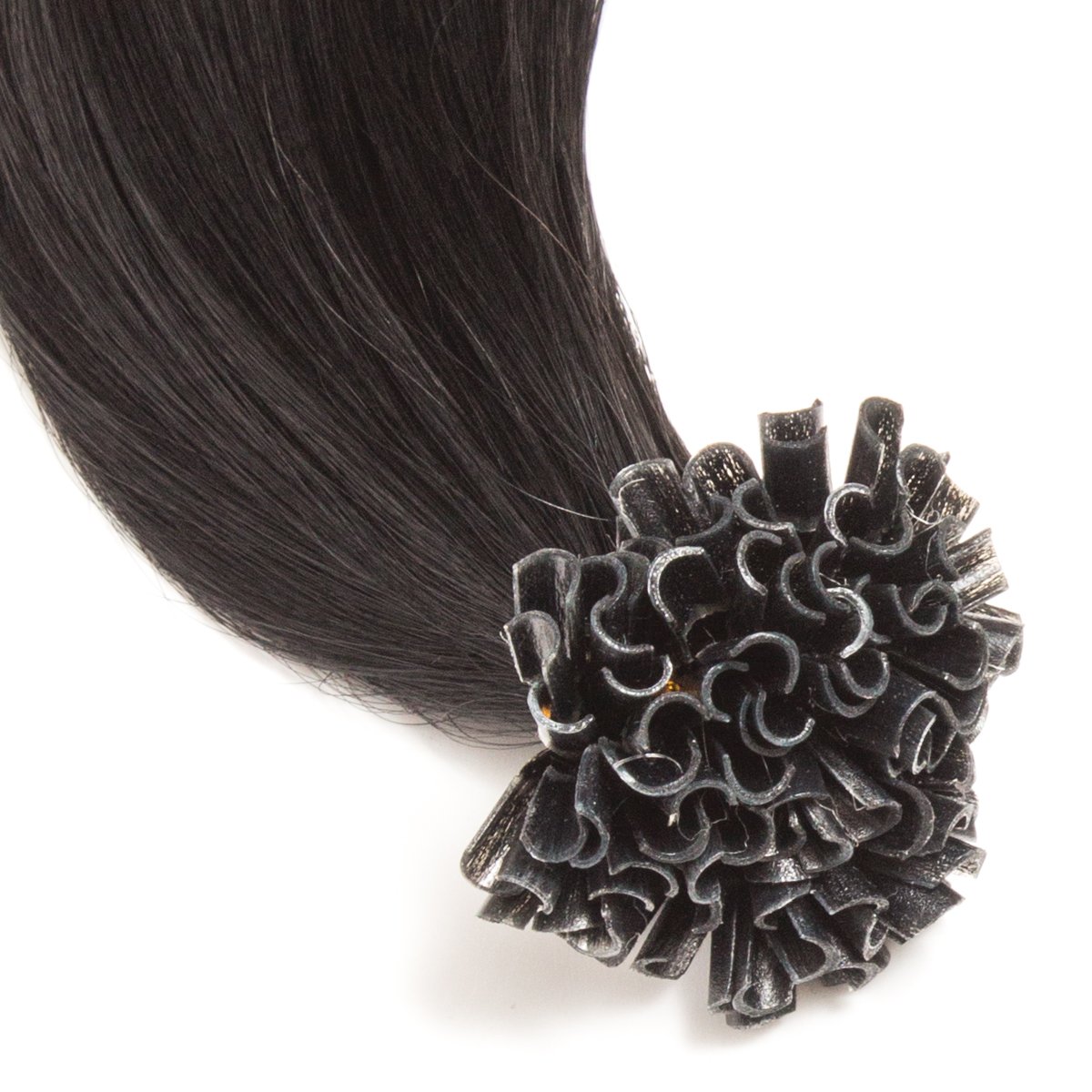 Schwarze Keratin Bonding Extensions 100% Remy Echthaar Human Hair - 250 x 0,5g 45cm Glatte Strähnen - Lange Haare Keratin Bondings U-Tip Haarverlängerung Haarverdichtung - Schwarz