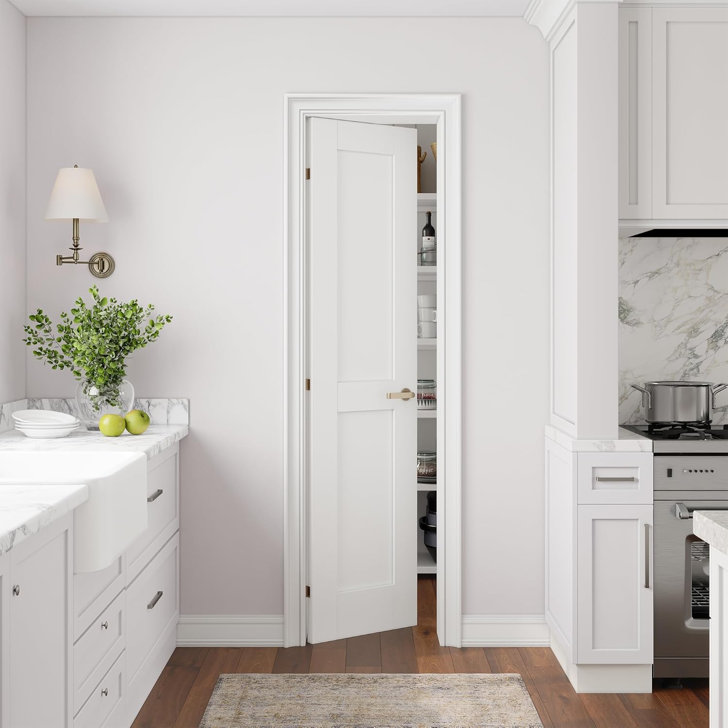 24" x 80" interior french doors, 2-panel slab door for pantry, closet, pocket, solid core interior slab shaker, white primed?doorknob and hinges not included? 24" x 80" white