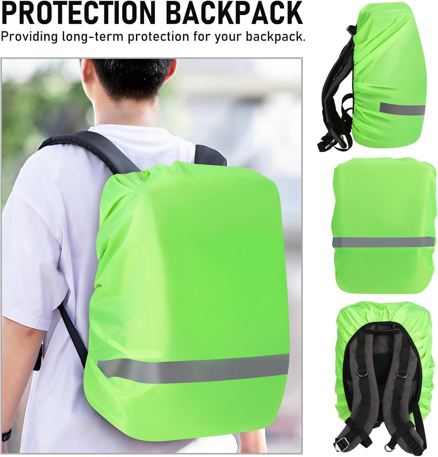 3Pcs Backpack Rain Cover High Visibility Reflective Shield for Outdoor Hiking Camping Lightweight Easy to Carry
