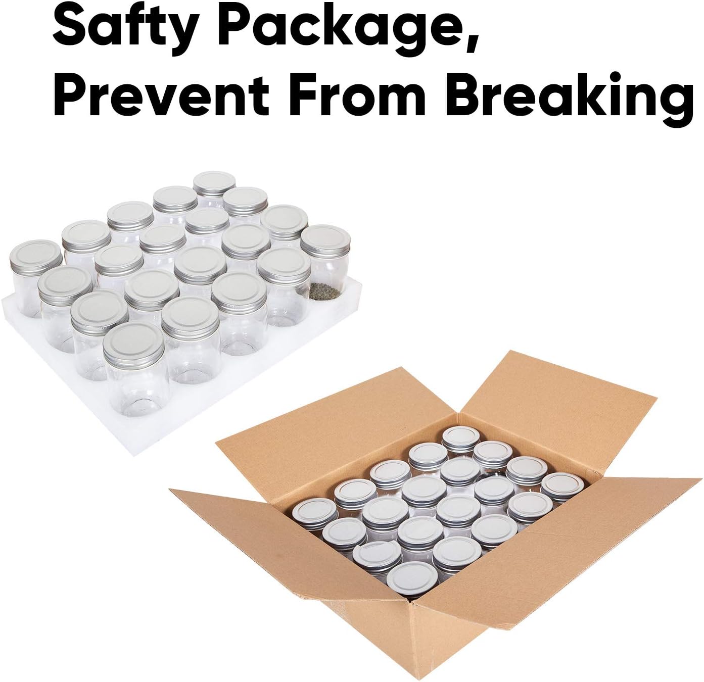 Accguan Mason Jars,Glass Jars With Lids 12 oz,Canning Jars For Pickles And Kitchen Storage,Wide Mouth Spice Jars With Silver Lids For Honey,Caviar,Herb,Jelly,Jams,Set of 20