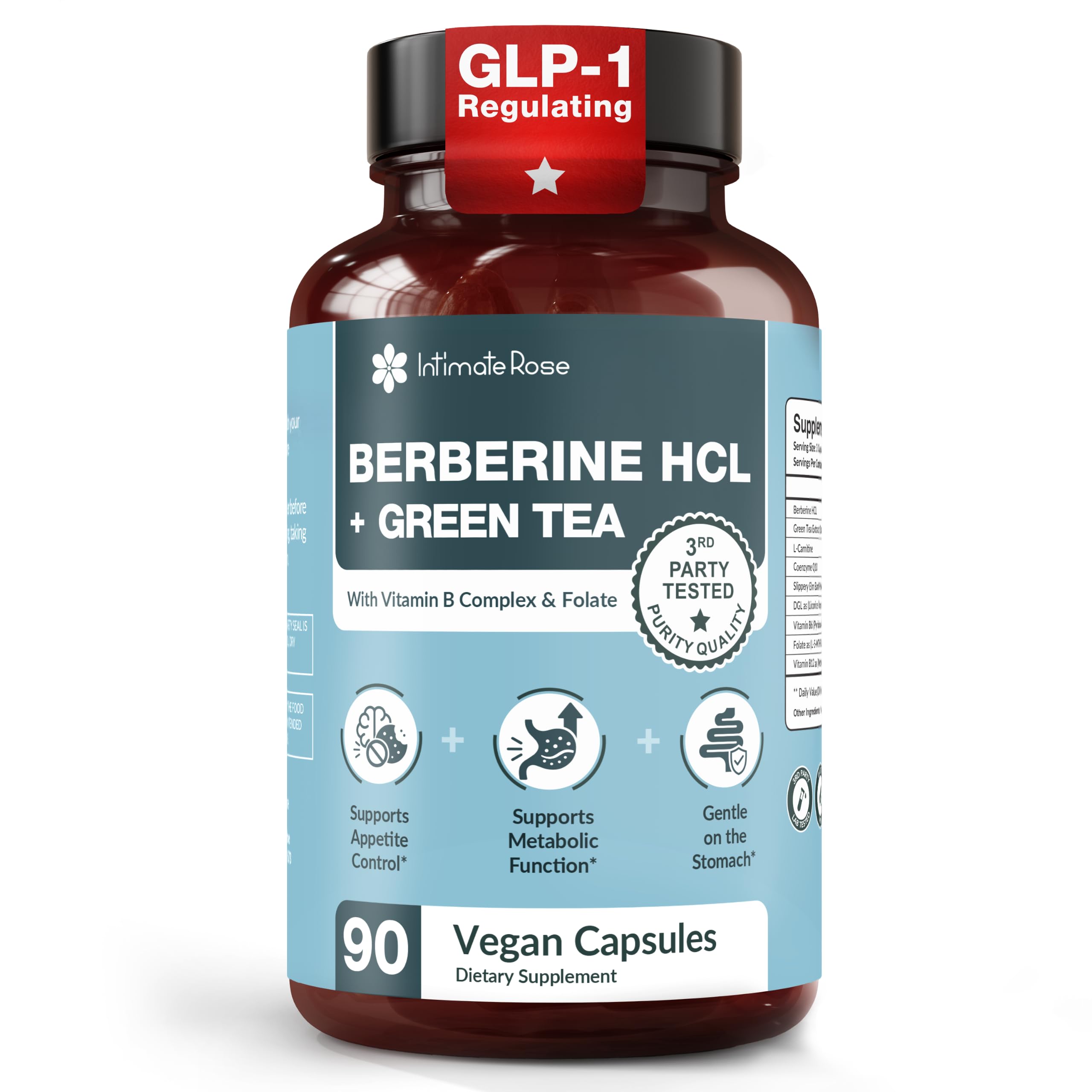 Natural Weight Management with Berberine HCL & Green Tea Extract – Appetite & Craving Control – Metabolism Booster – 90 Capsules