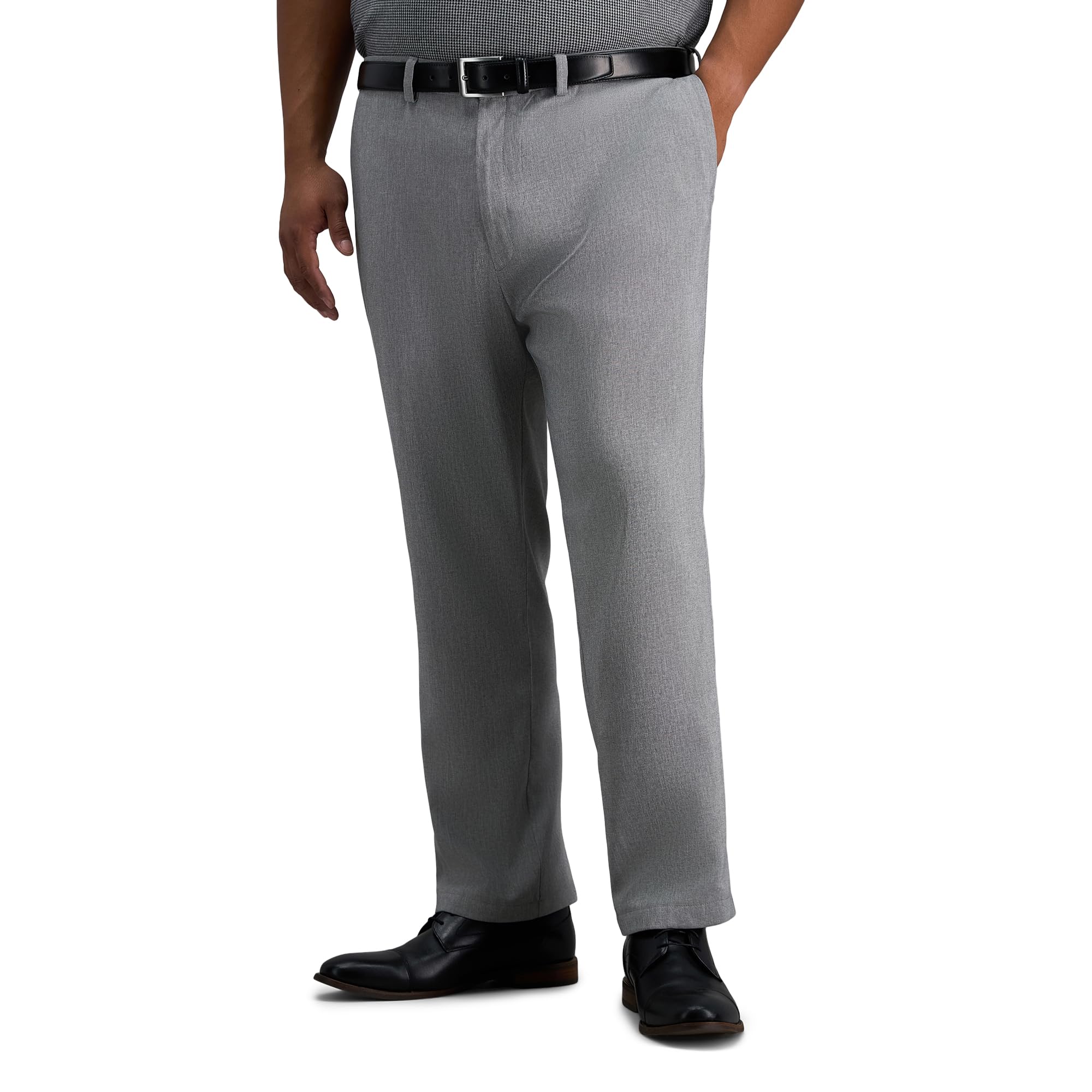 Haggar Men's Lead Cool Right Performance Flex Straight Fit Flat Front Pant-Reg. And Big & Tall, 46W X 30L