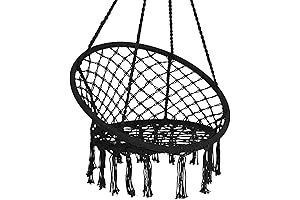 Giantex Macrame Hanging Black Patio Hammock Chair Swing