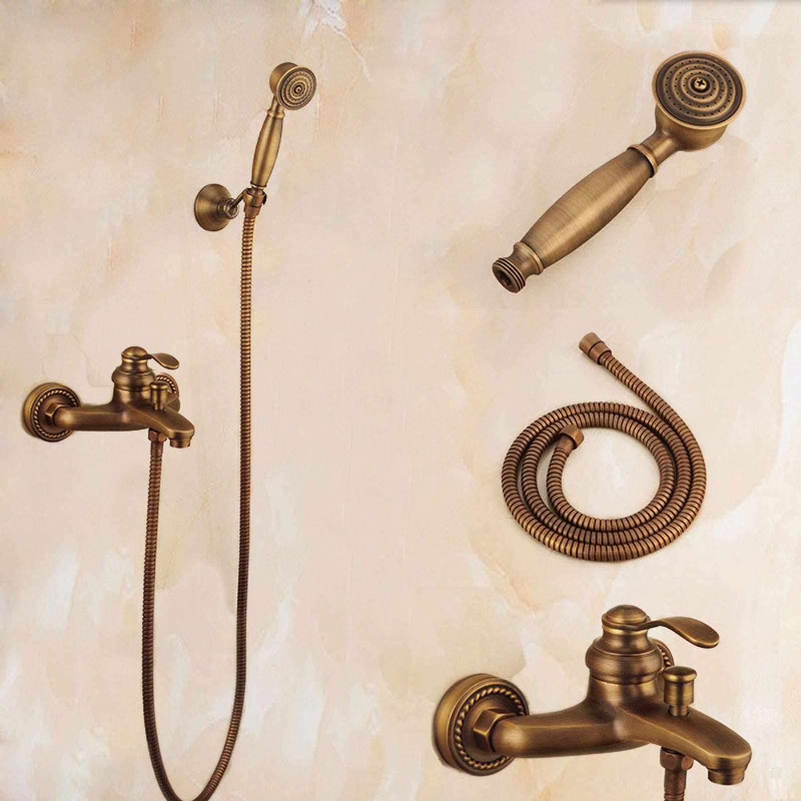Retro latón, Antiguo con Manguera Cabeza Tapón baño, batidora Ducha montada en la Pared para Adultos Gimnasio de Hotel
