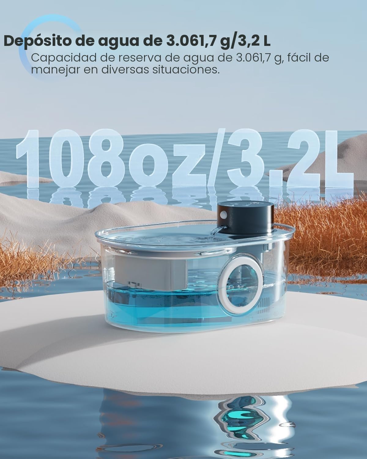Fuente de Agua Inalámbrica para Gatos: Fuente de Acero Inoxidable para Mascotas, Dispensador Automático de Agua Inalámbrico para Interiores, Botella de Metal para Beber, Cuenco de Agua Recargable