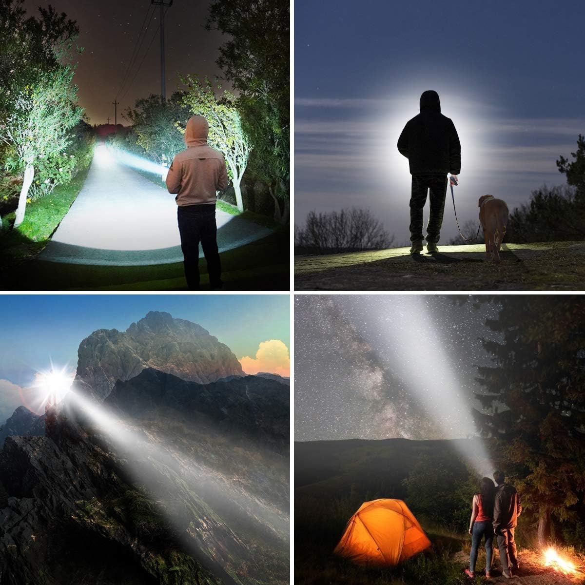 Rechargeable Spotlight, Super Bright 6000 Lumens LED Searchlight Handheld, Foldable Tripod and Storage Bag, Flashlight Power Bank Function Outdoor Spotlight Flashlight Camping Flood Searchlight